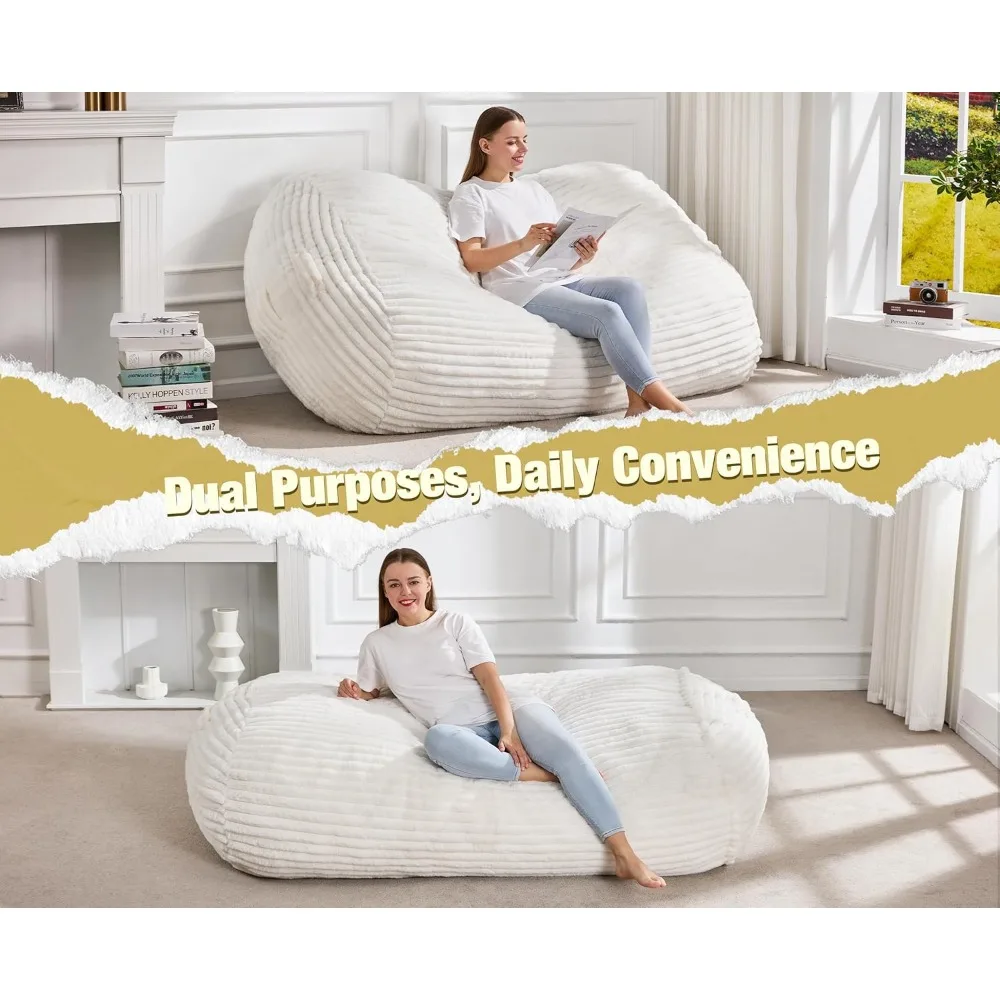 كرسي بين باج كبير مريح للبالغين مع غطاء قابل للإزالة لغرفة المعيشة - مقبض محمول، كرسي صالة 5 أقدام للاسترخاء #6