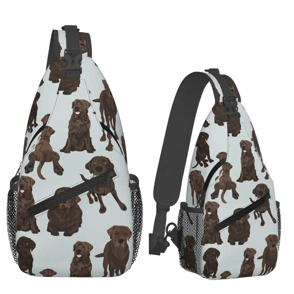 Chocolate Labrador Chest Bag Men Sling Crossbody Backpack Chest Bag Travel Hiking Daypack Shoulder Bag