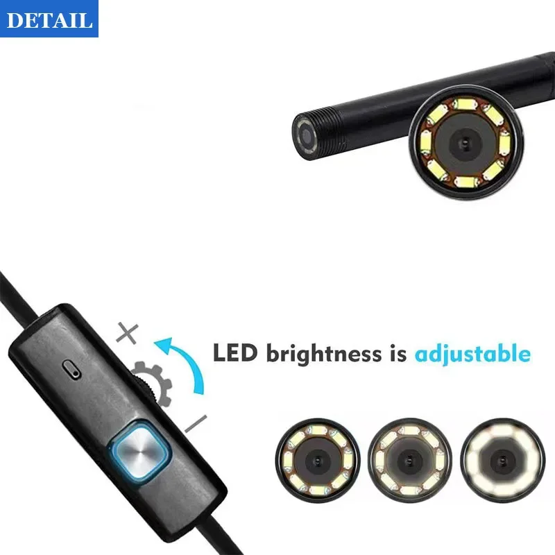 1200P HD endoscope camera iphone 8mm probe 8LED for smartphone android or Windows Lightning Type-C USB port Industrial endoscope