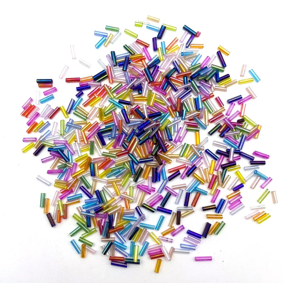 カラーコーティングされたトリプルチューブ2 * 7mmガラス管型分散ビーズ手作りDIYブレスレットネックレス作成材料