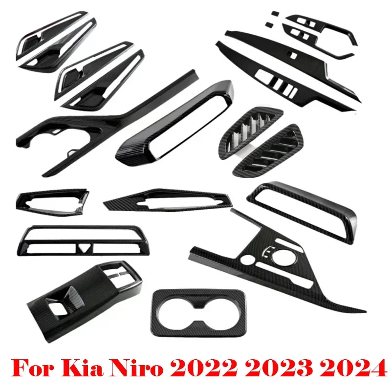 ABS carbonfiber For Kia Niro 2022 2023 2024 Interior  Decoration  door handle window swtich Air Vent Cover Gear Shift Panel LHD