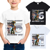 Italian Brainrot Shirts Birthday Number Short Sleeve T-Shirt Boy Cute Clothes Kid Cotton Anime Top Cartoon Digital Baby Tee Gift