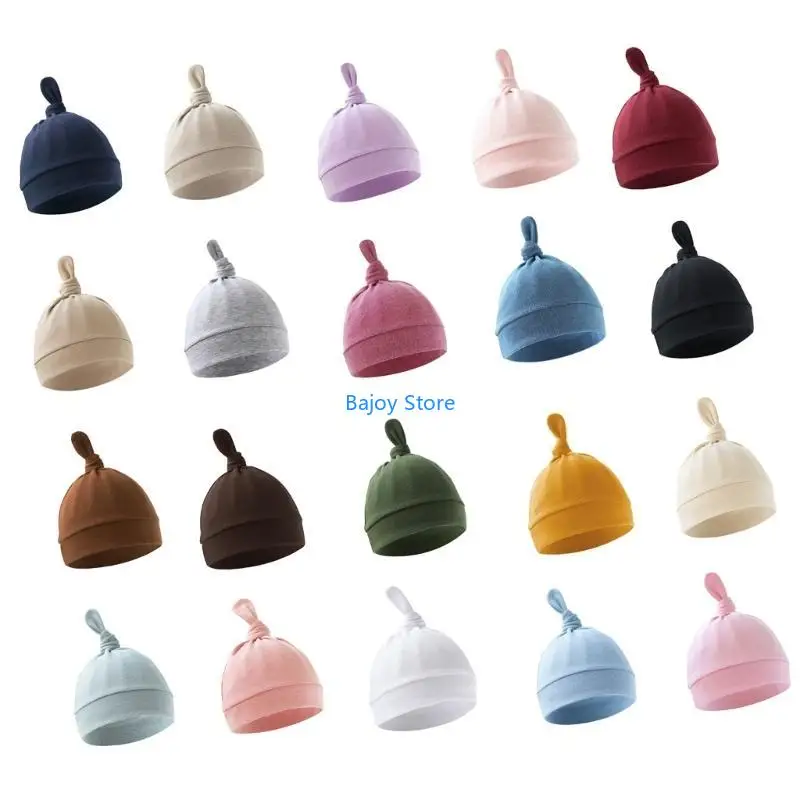 

63HE Newborns Fetal Caps Baby Hat Fashionable Knotted Hat Warm Bonnet Trendy Hat