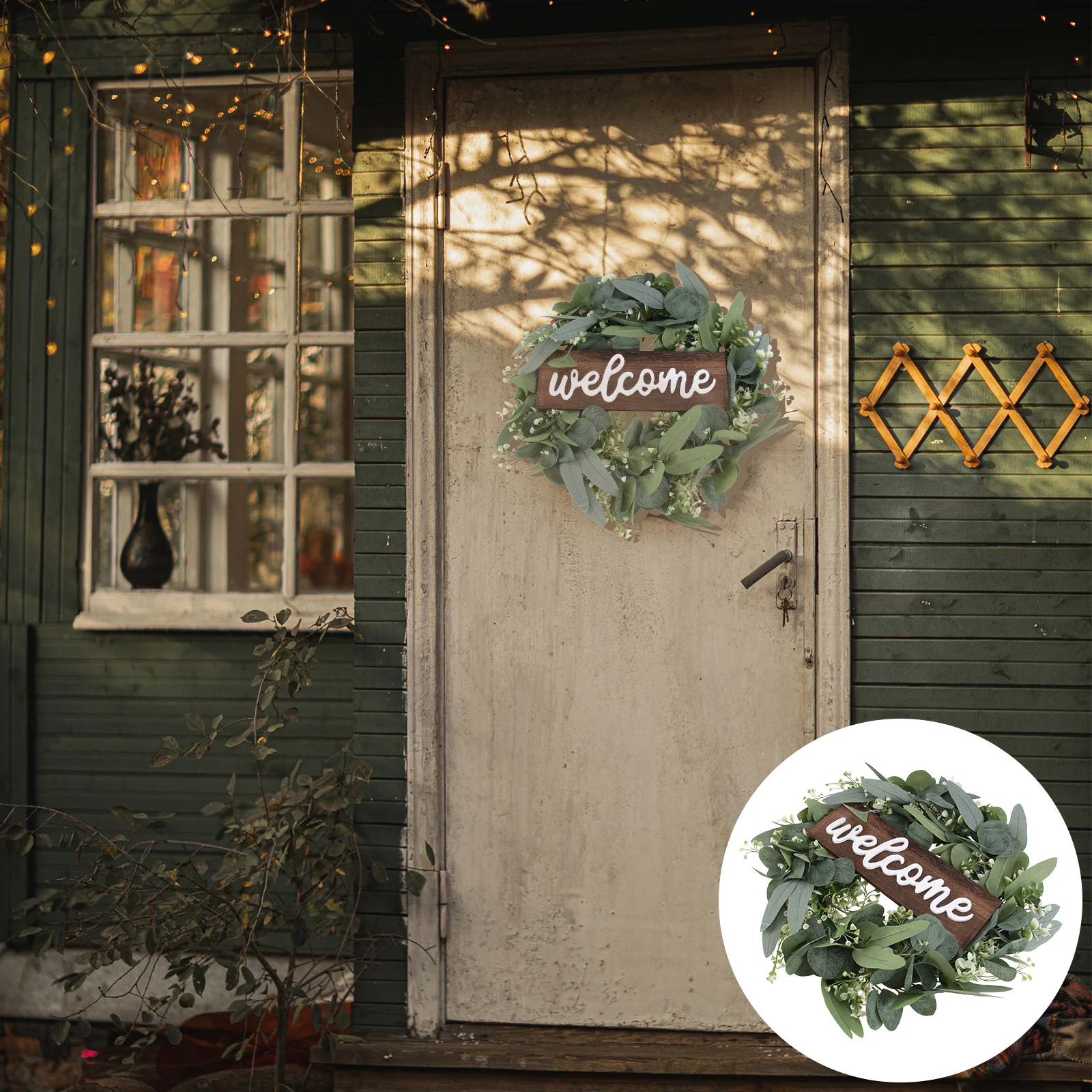 

Artificial Decor Plastic Welcome Wreath Door Pendant Simulation Wreath Decorative Holiday Home Banquet