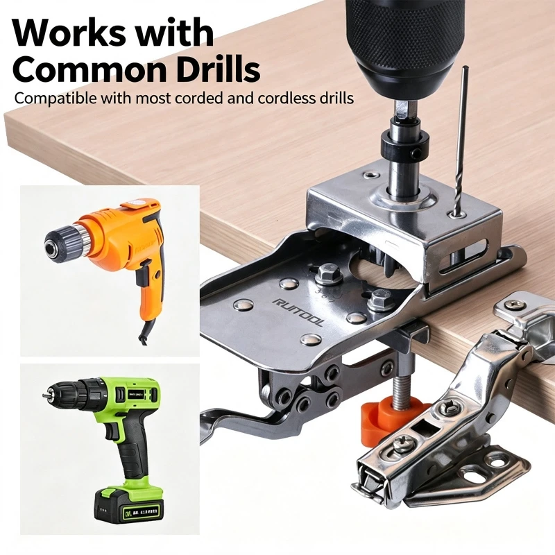 Woodworking Cup Hole Drill Pattern with Metal Body for Cabinet Board Alignment and Hardware Mounting Tasks Daily M4YD