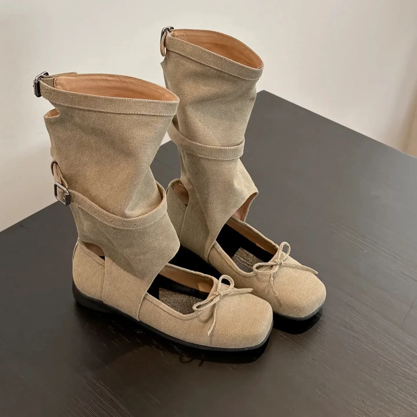 

Ballet Flat Boot Cover Women's Mid-Calf Straight Leg Boot Summer Cool Boot New 2025 Rubber Shoe Upper Fashion Footwear