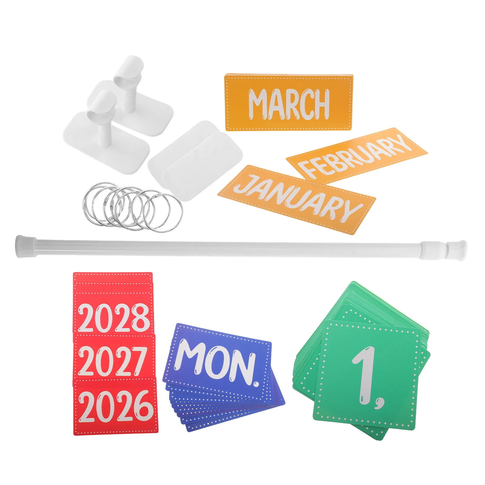 1Set Classroom Calendar Bulletin Board Decorations Boho Rainbow 2026-2029 Flip Date Month Cards Teacher Organization Wall