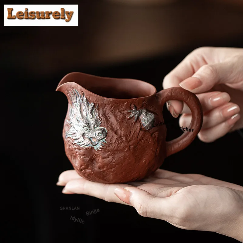 

Фиолетовая глина, Sier-покрытый дракон, лепесток лотоса, кувшин для чая, диспенсер для ча-хай, чашка правосудия, ярмарка, кружка, украшения для чайной церемонии