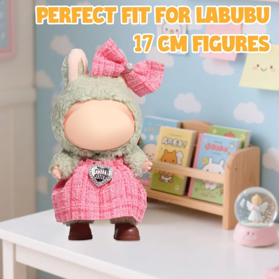 AICase for Labubu Clothes Designer for Labubu OutfitsClothes Set for 17cm Lububu Doll 2 Piece Set Premium Luxury Chic Dr Clothi