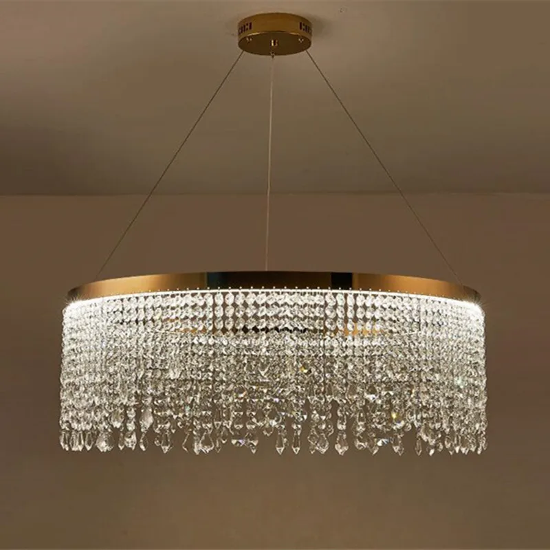 

Modern Crystal LED Chandelier Foyer Diningroom Hotel Hall Bedroom Hanglamp Cord Pendant Adjustable Home Decoration Lighting