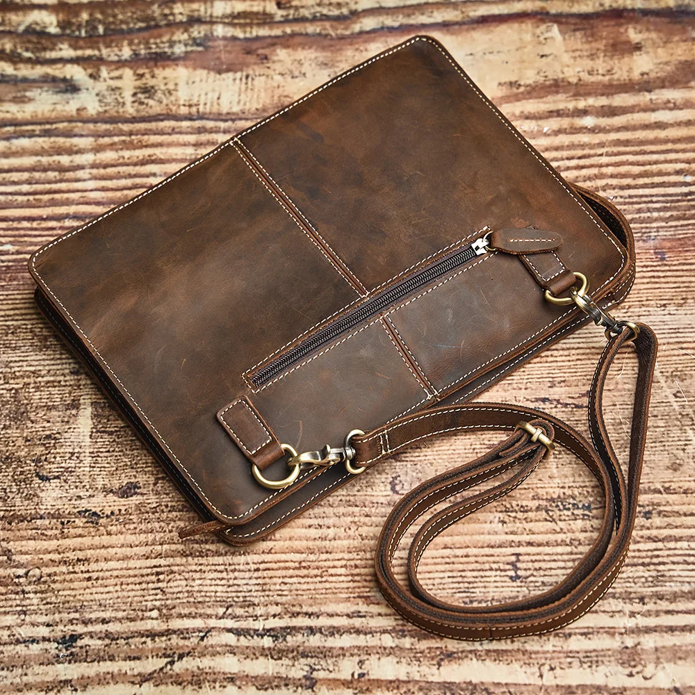 Nupugoo schlanke Umhängetasche Herren Echt leder Retro Umhängetasche täglich Pendler Rindsleder Umhängetasche Clutch Tasche Büro tasche – Detail 8