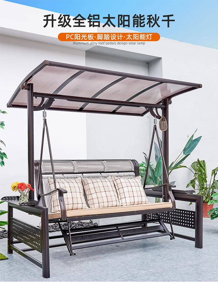 aluminium alloy! Hanging Outdoor Swing Court Hanging Chair Household Outdoor Terrace Garden Villa Iron Rocker Chair