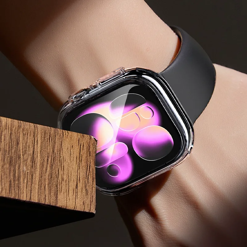 강화 유리 + 커버 애플 워치 케이스 46mm 42mm 45mm 40-41mm 44mm 스크린 프로텍터 애플 워치 액세서리 11 10 9 6 SE 7 8