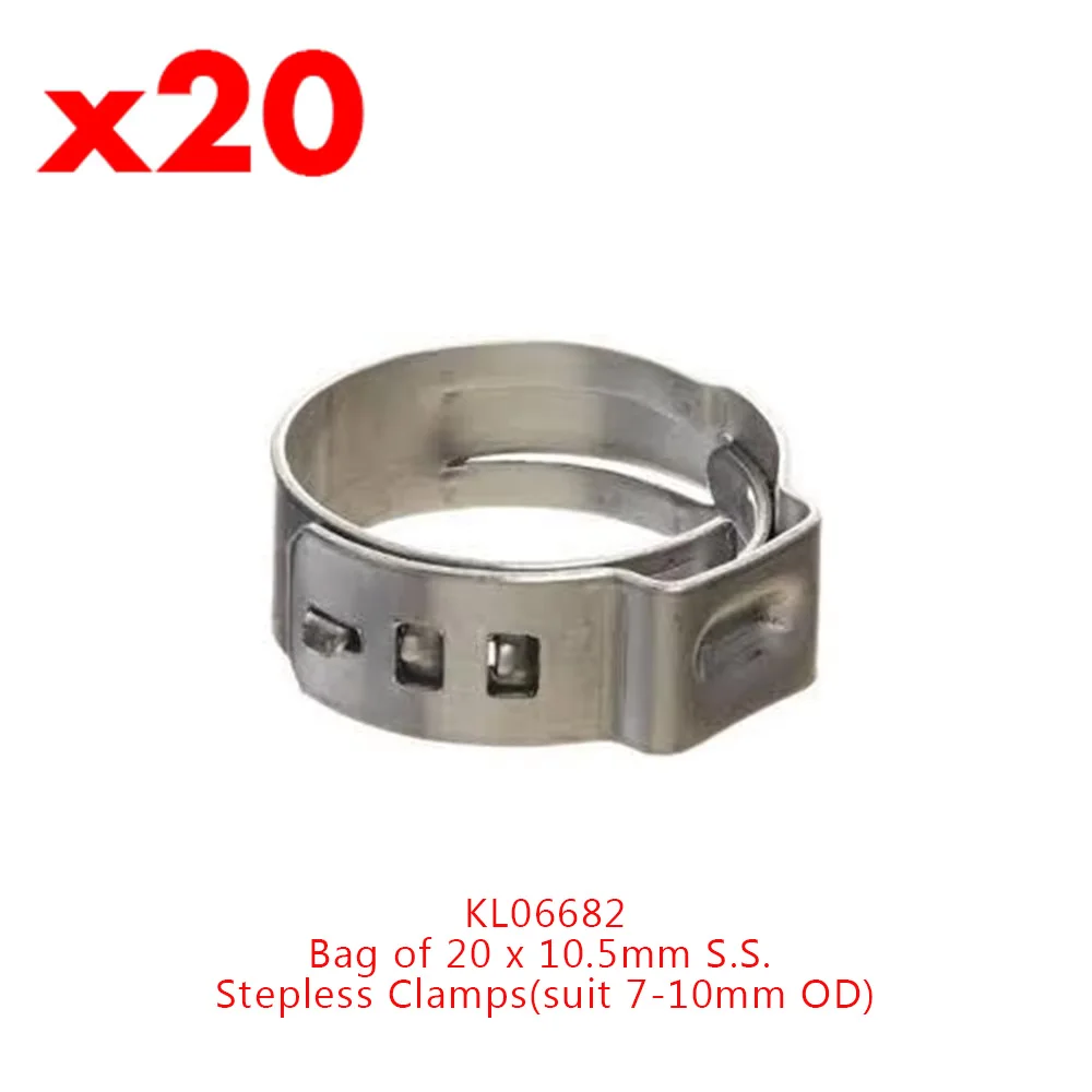 KegLand Bag of 20 X Stainless Stepless Clamps(Suit 8/9.5/10.5/12.8/14.5/16.5/18.5/ 20.5MM OD) hardware tool