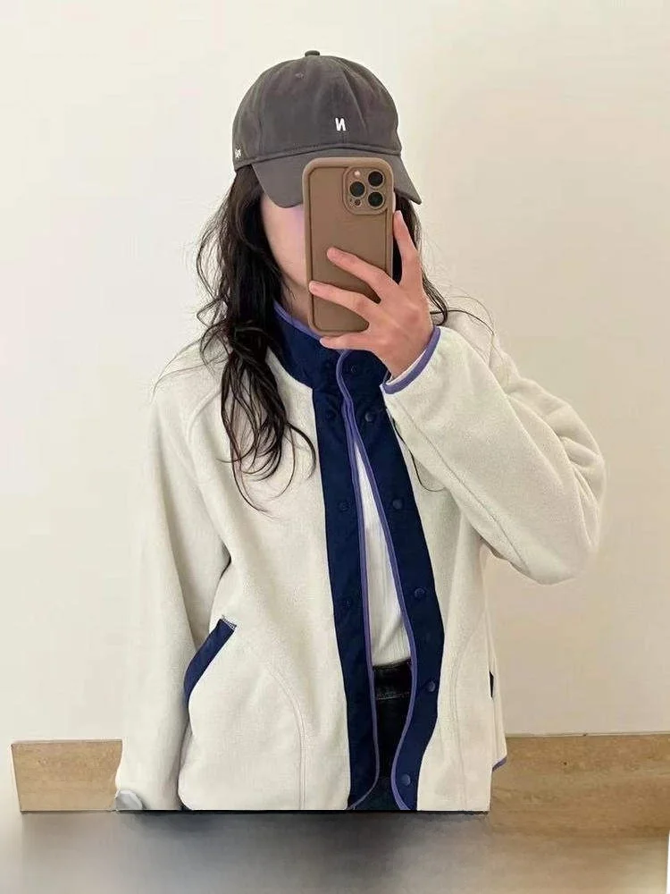 

Outdoor Faion Fce Pullover Cardigan Men's Windproof Inner Stand Collar Casual Sle Polyester Fiber Youth ex