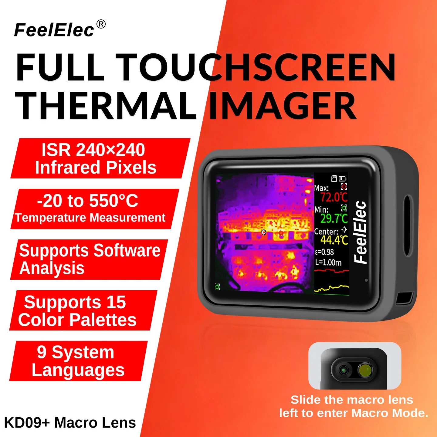 KD09 Infrared Thermal Imager High Precision Pocket Thermal Camera Anti Spy Hidden Camera Detector Anti Peeping for Hotel Detect