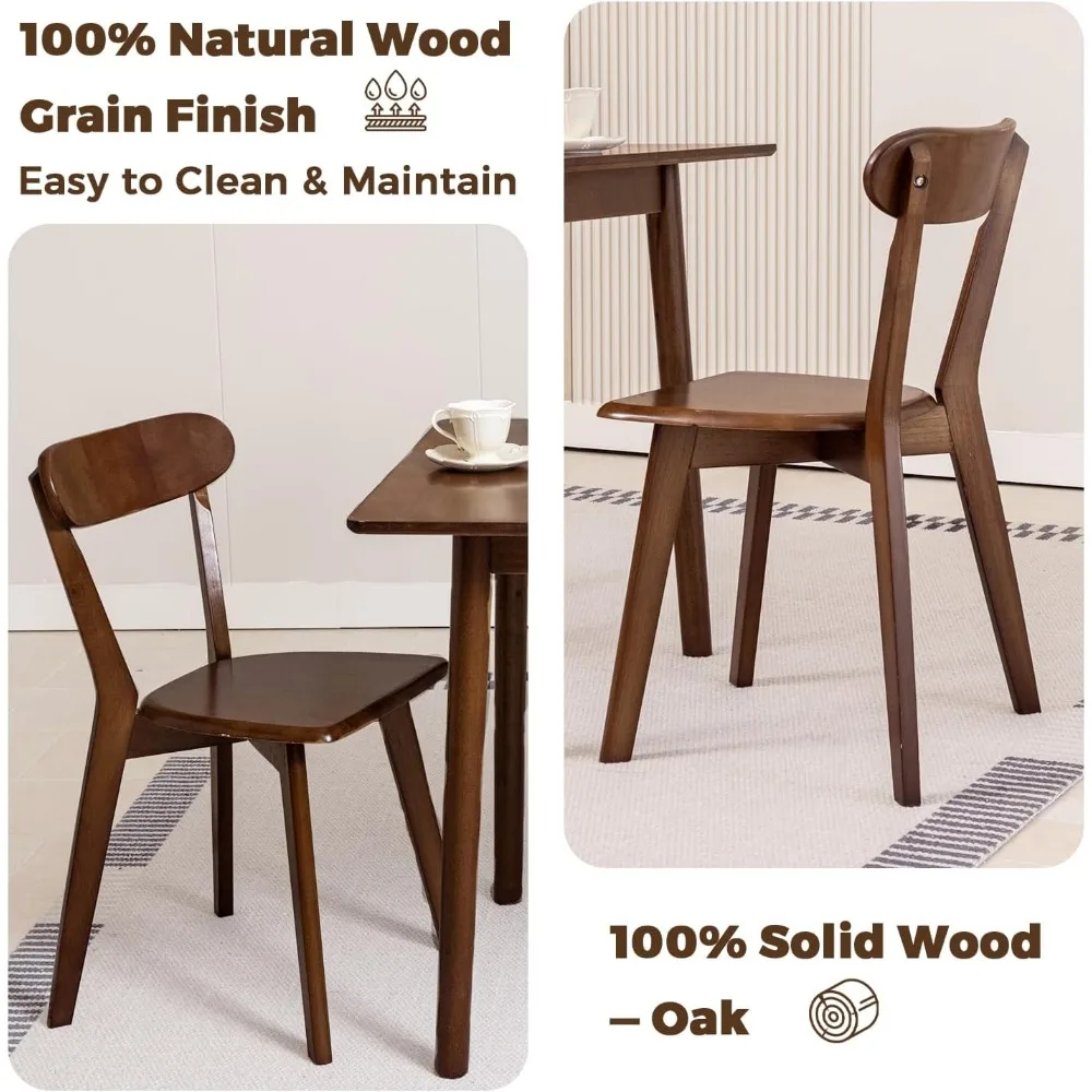 مجموعة من 4 كراسي لتناول الطعام من خشب البلوط الصلب، لمسة نهائية من خشب الجوز، وأثاث المطبخ وغرفة الطعام