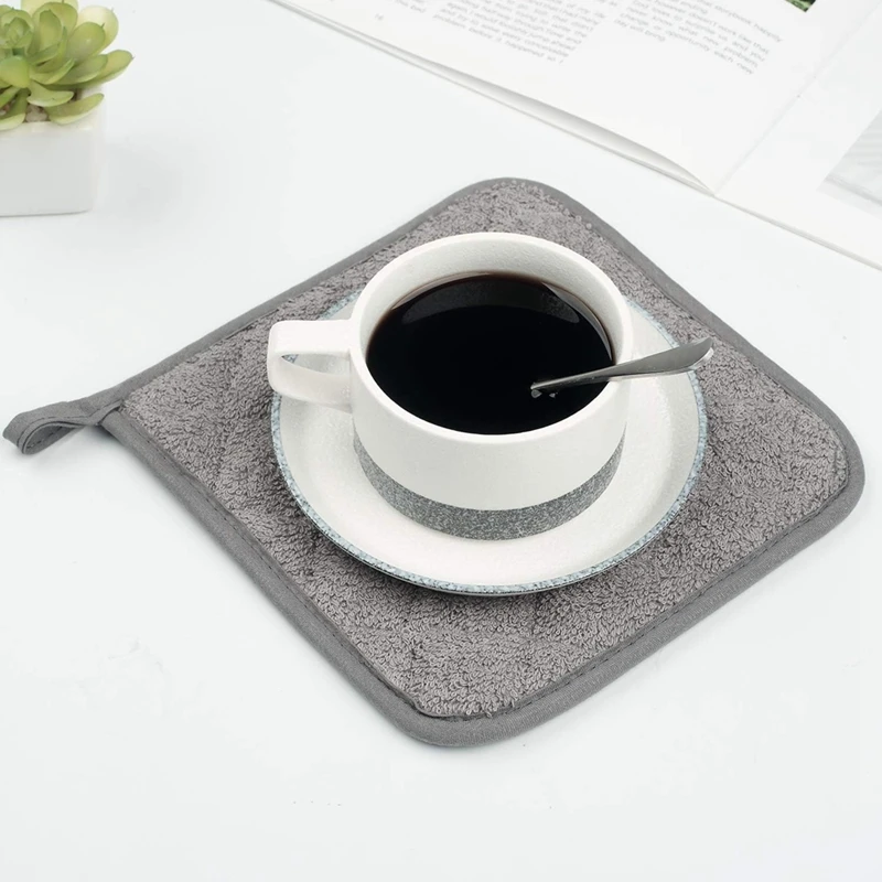 SEWS-100% Cotton Kitchen Everyday Basic Terry Pot Holder Heat Resistant Coaster Potholder For Cooking And Baking Set Of 5