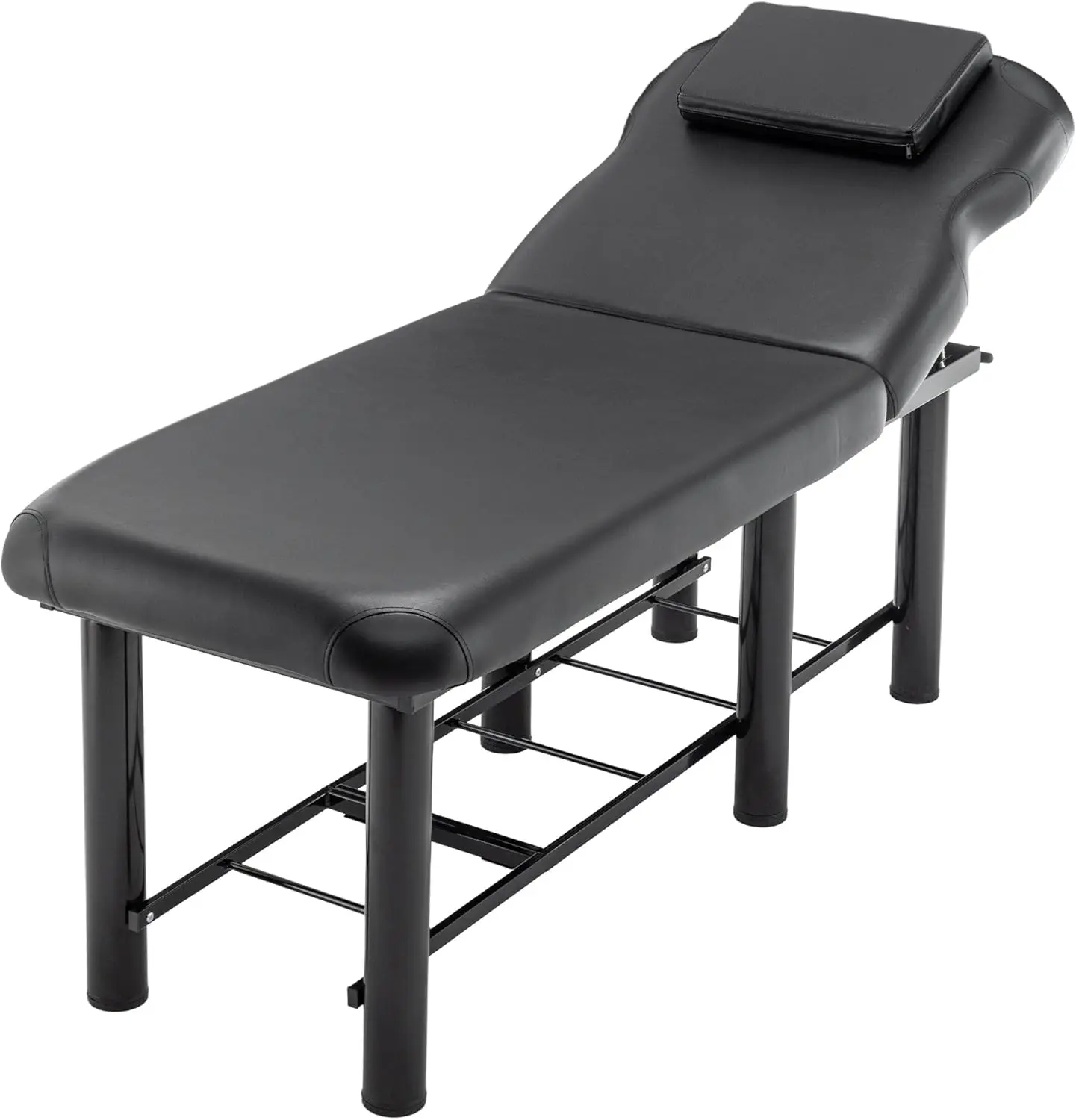 Professional Massage Table, Pu Salon Lash Tattoo Bed With Adjustable Backrest, Removable Headrest, Bottom Shelf Storage, Beauty