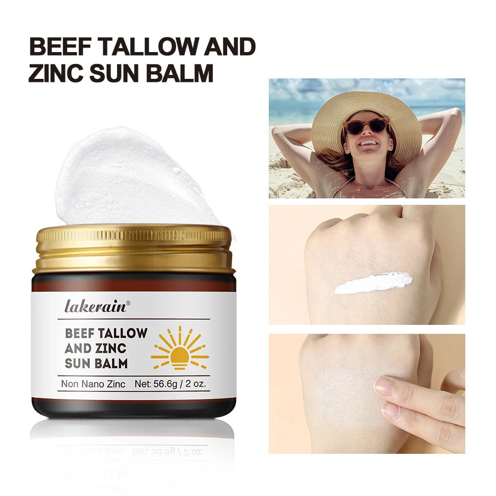 Lakerain Tallow + Balsamo solare zinco - Stick idratante per labbra e viso SPF, crema solare antiossidante e ricca per la cura all'aperto