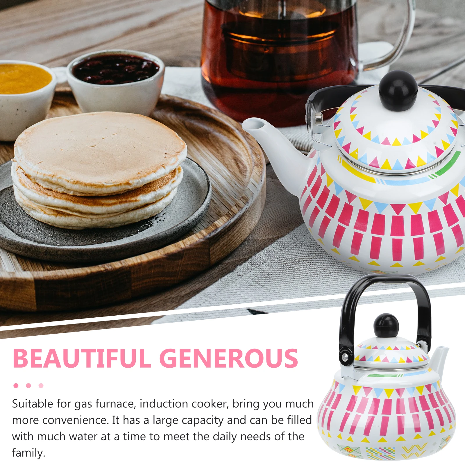 

Loose Leaves Enamel Kettle Office Tea Pots Retro Stainless Steel Teapots Enameled