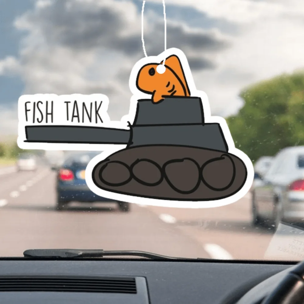 Fisch-Fahr-Tank-Auto-Duftaufhänger – kontrastierender süßer Militärstil, hängende Spiegelentlüftung, anhaltender Duft