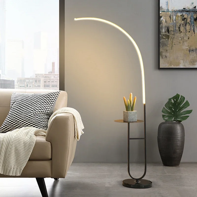 Arc Home Decorative Curved Shape Led Aluminum Table Floor lamp for Hotel Bedside Living Room