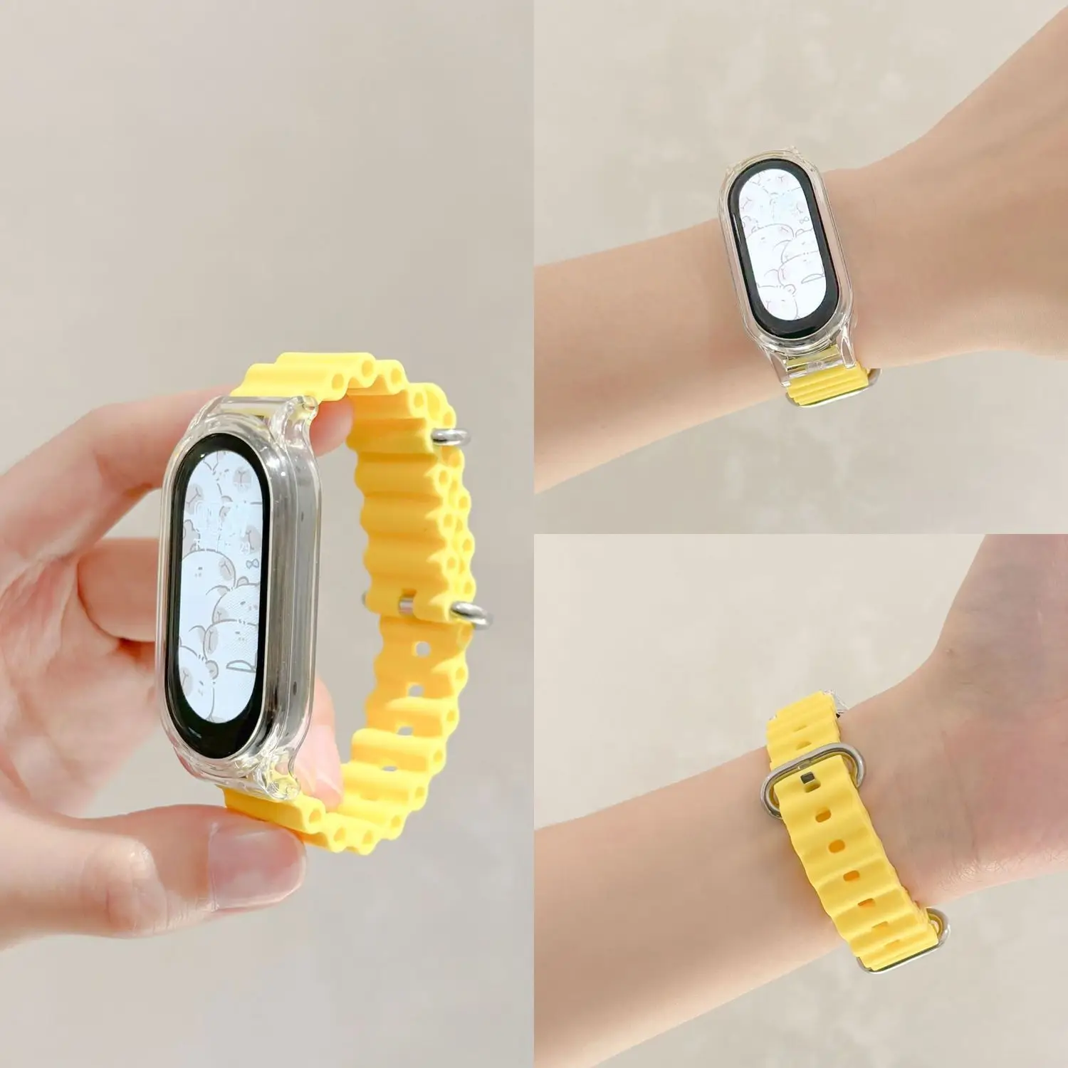 سوار سيليكون ناعم لسوار mi 8 و 7 و 6 و 5 و 4 و 3 ، بديل سوار رياضي ، نمط المحيط