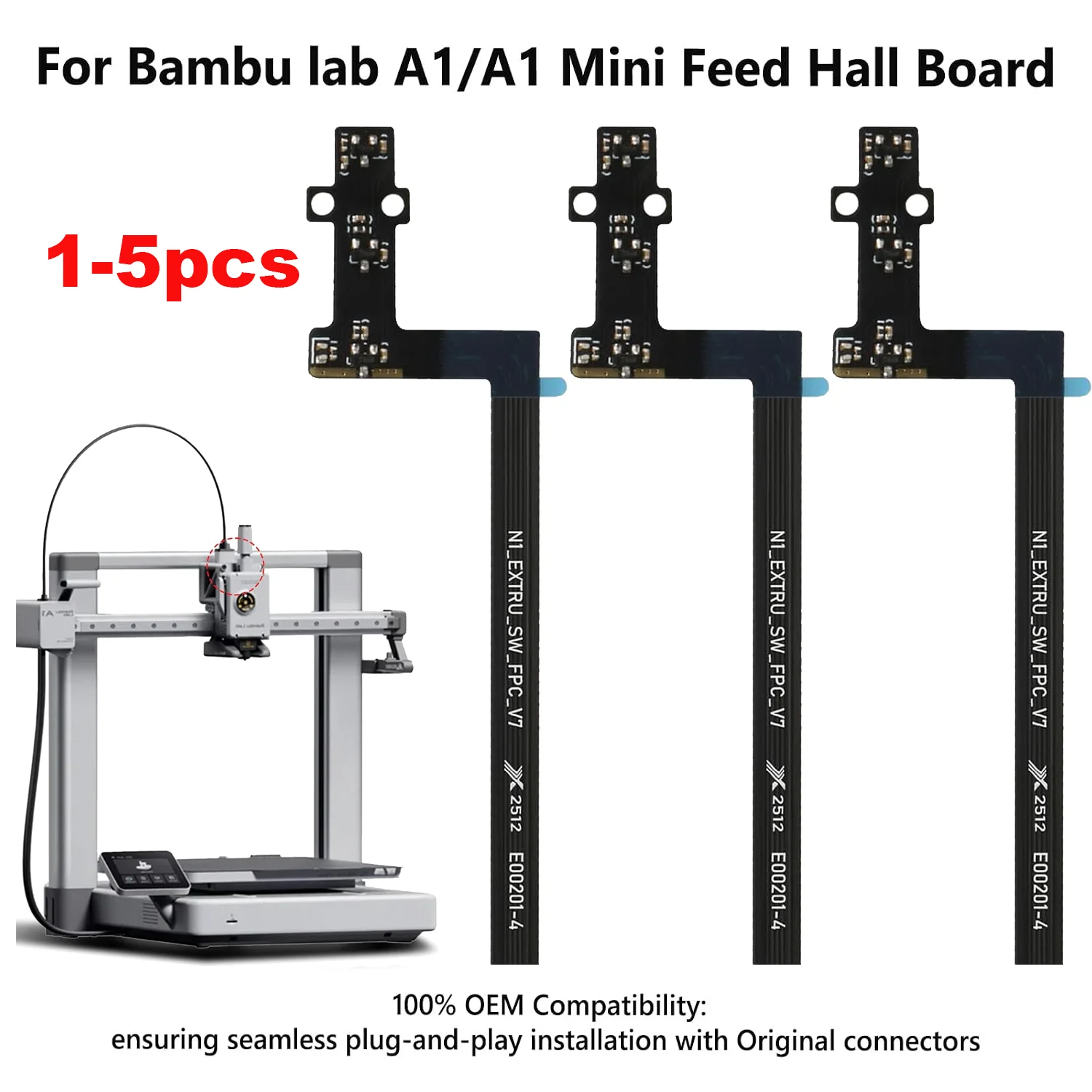 Filament Sensor Replacement Bambu Lab A1 A1mini ,Feed Hall Board,Extruder Hot End Filament Monitoring Kit 3D Printer Accessories