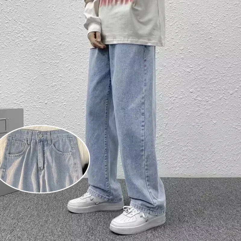 

Men Fashion Daily Casual Minimalist Loose Jeans Trend Male High Street Straight Leg Pants Youthful Vitality Vintage Trousers