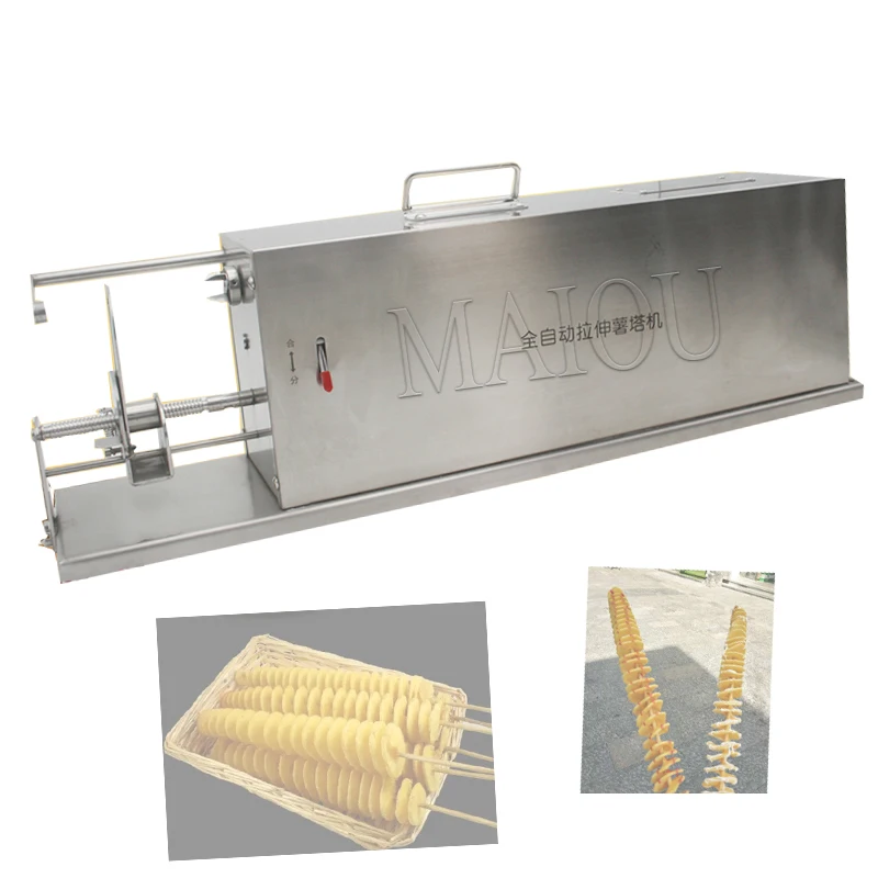 Electric Spiral Potato Cutting Machine Chips Machine Potato Chip String Rotate Potato Tower Twister Potato Machine