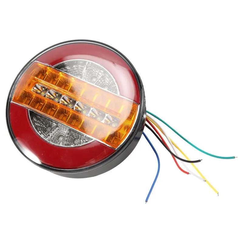 

A85E-4 Inch Trailer Dynamic Tail Light 24V LED Truck Brake Light LED Round Water Hamburger For Cars, Boats, Buses, Caravans