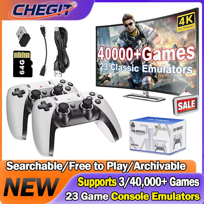 4K 64G Handheld Video Game 3/40000+ Retro Games Video Game Stick Console Wireless Gamepads HD Gaming Consola 23+ Simulators