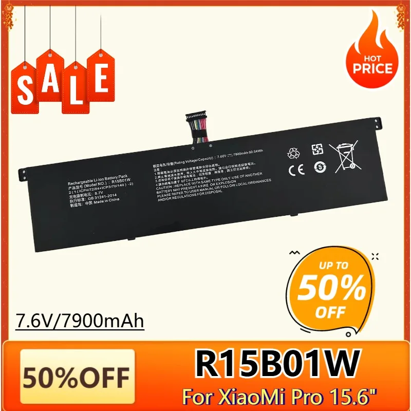 

R15B01W Laptop Battery for XiaoMi MI Pro 15.6 Inch Notebook GTX TM1701 171501 171501-AF/AQ 181501 7.6V Replacement Battery