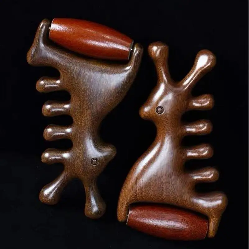 

Wooden Massage Comb Head Meridian Scalp Combs Face Eye Shoulder Neck Scraping Treatment Hair Loss Anti-Static Wide Tooth Comb