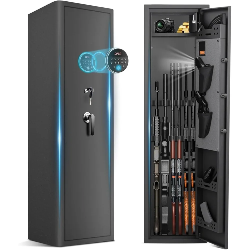 10-12 Gun Safe for Home Rifle and Pistols, Biometric Gun Safes, Long Gun Safe for Rifles and Shotguns with Digital Keypad