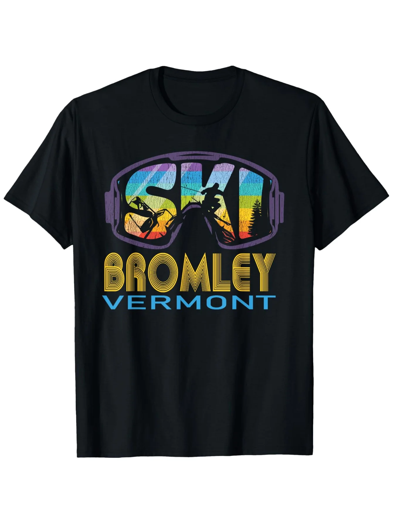 เสื้อยืดบรอมลีย์ เวอร์มอนต์ สกีรีสอร์ท -ผ้าฝ้าย 100% S-3XL, เสื้อยืดสำหรับการเดินทางเล่นสกีแบบย้อนยุค