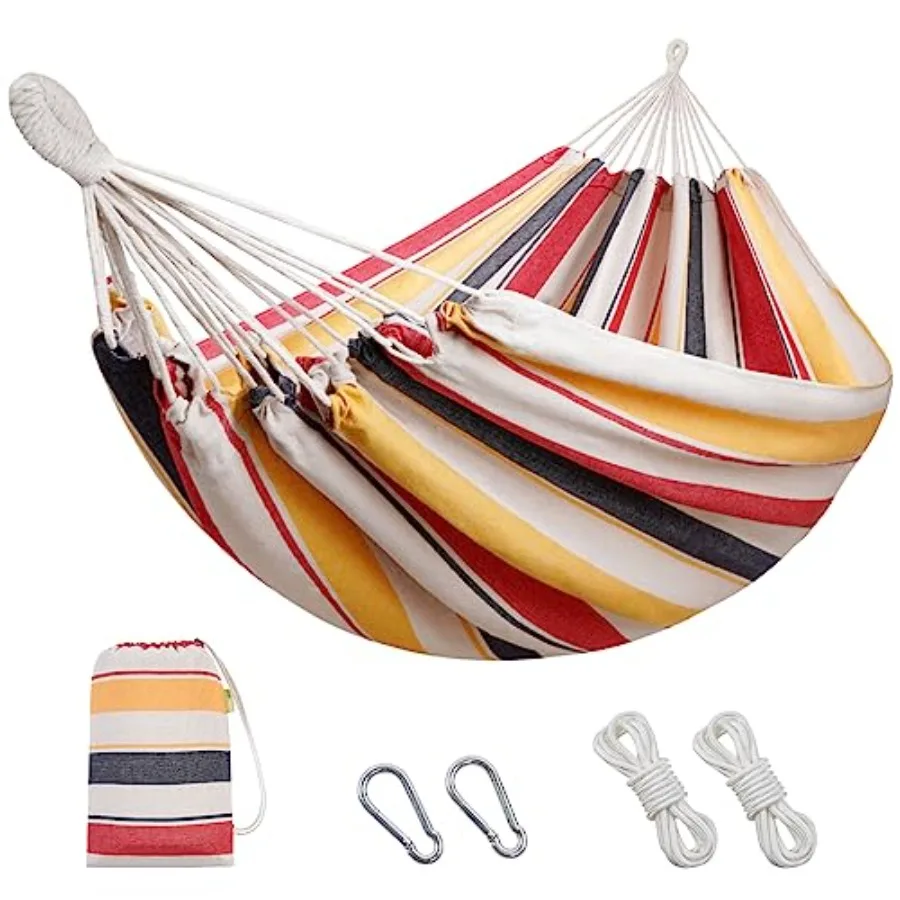 Hamaca Doble HappyPicnic con Cuerda de 9.8 Pies, Hamaca Portátil para 2 Personas con Bolsa de Transporte, Hamacas para Patio, Cama Colgante para Acampar