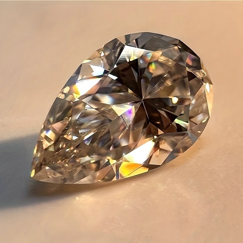 1Pc 1-2 Carat Loose Moissanite, Champagne Color Moissanite Stone, Pear Cut Water Shape Brilliant Stone for Jewelry Making Ring.