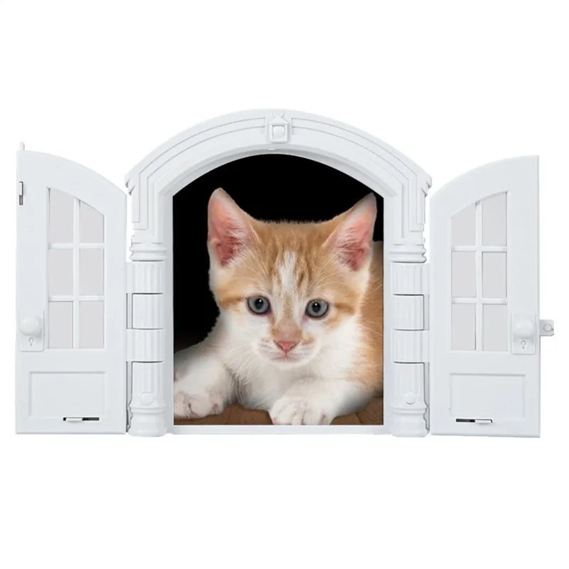 

Portal French Cat Door - Stylish No-Flap Cat Door Interior Door for Average-Sized Cats Up to 20 lbs, Easy DIY Setup