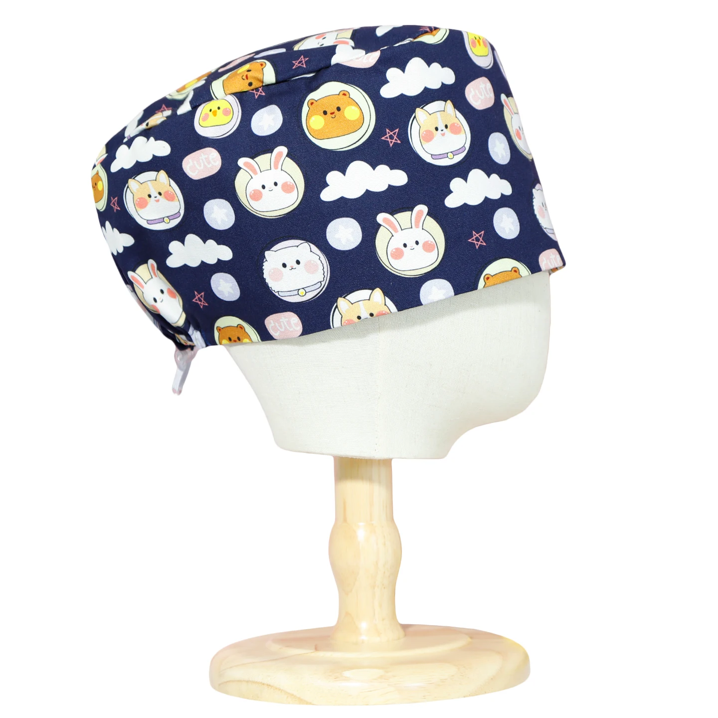 Katoenen verpleegstersmuts Verstelbare medische hoed voor arts, verpleegkundige, tandarts, dierenkliniek, dierenziekenhuis, herbruikbare werkhoofddeksels