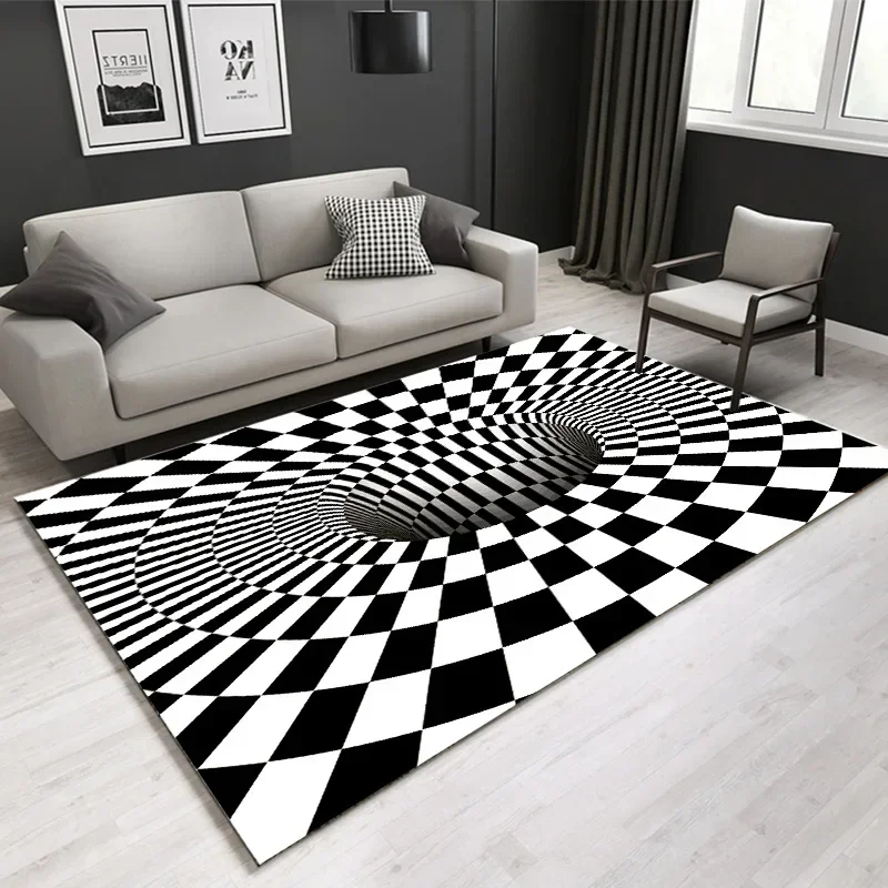 3D Three-Dimensional Crystal Velvet Visual Carpet Non-Slip Floor Carpet Abstract Geometric Printing Living Room Bedroom Doormat