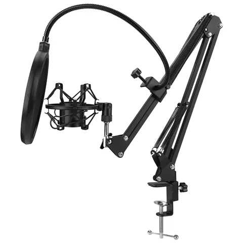 Scissor Arm Microphone Stand with USB LED Light H D S N H