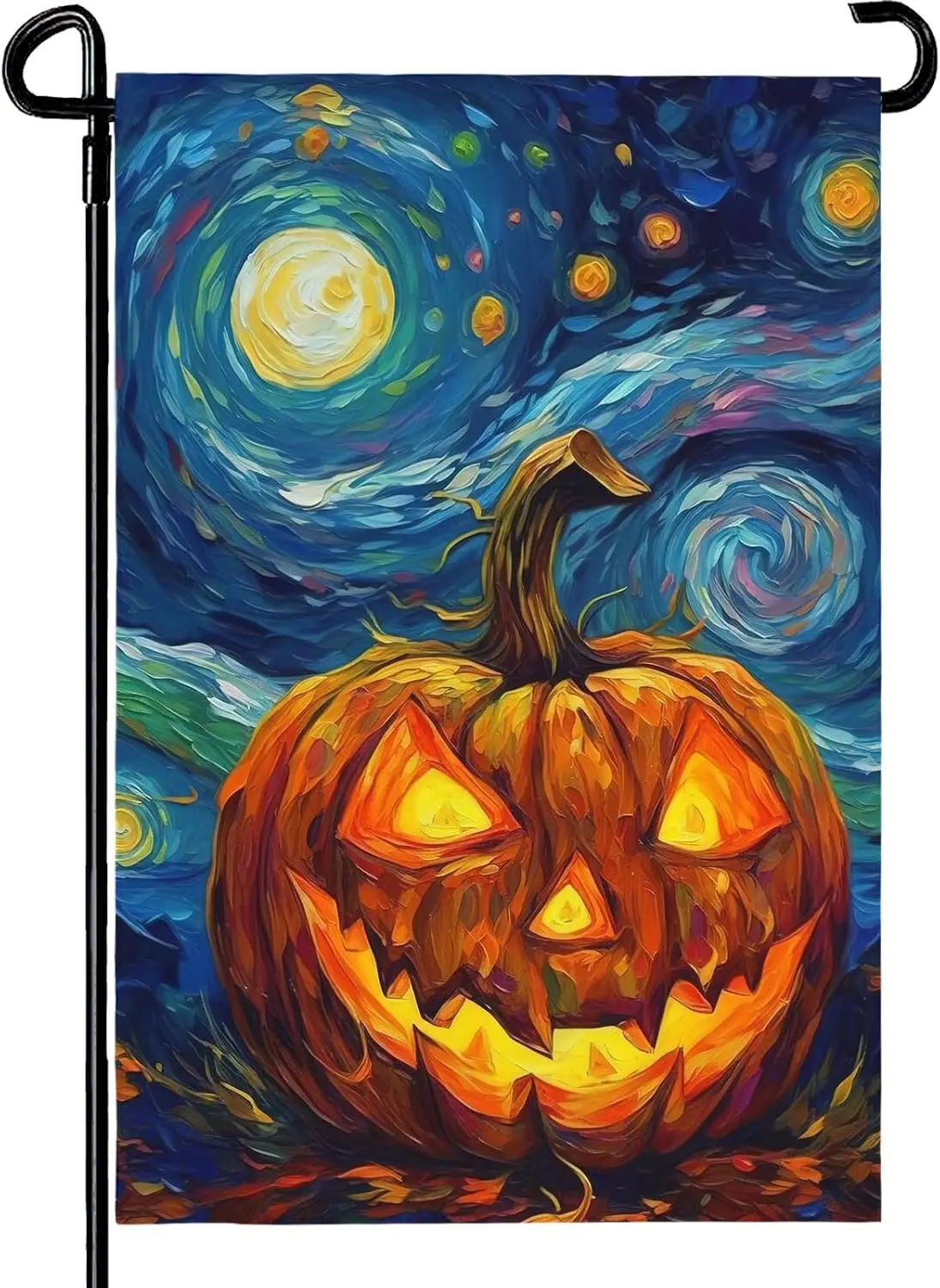 Halloween Garden Flag Pumpkin Garden Flag Van Gogh Garden Flags Arts Starry Night Sky Moon Yard Flag Double Sided Fall Porch Pat