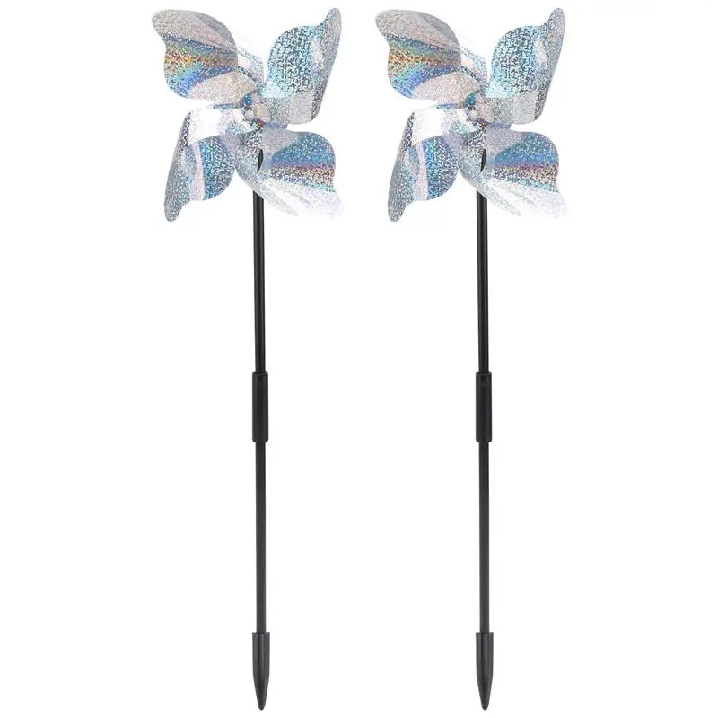 

Bird Windmill Reflective Pinwheels Wind Deterrent Garden Sparkly Birds Pinwheel Scare Decor Silver Devices Stake Activity