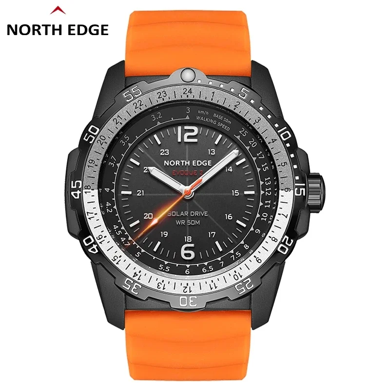 NORTH EDGE New Leisure Men Digital Military Watch Waterproof 50M Men's Sport Wristwatches Solar Power Luminous Enviormentally
