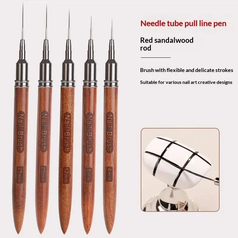 Nail Art Liner Brush Ultra Fine Tip Red Sandalwood Handle Kolinsky Hair Micro Detailing Gel Polish Acrylic Nail Painting Design