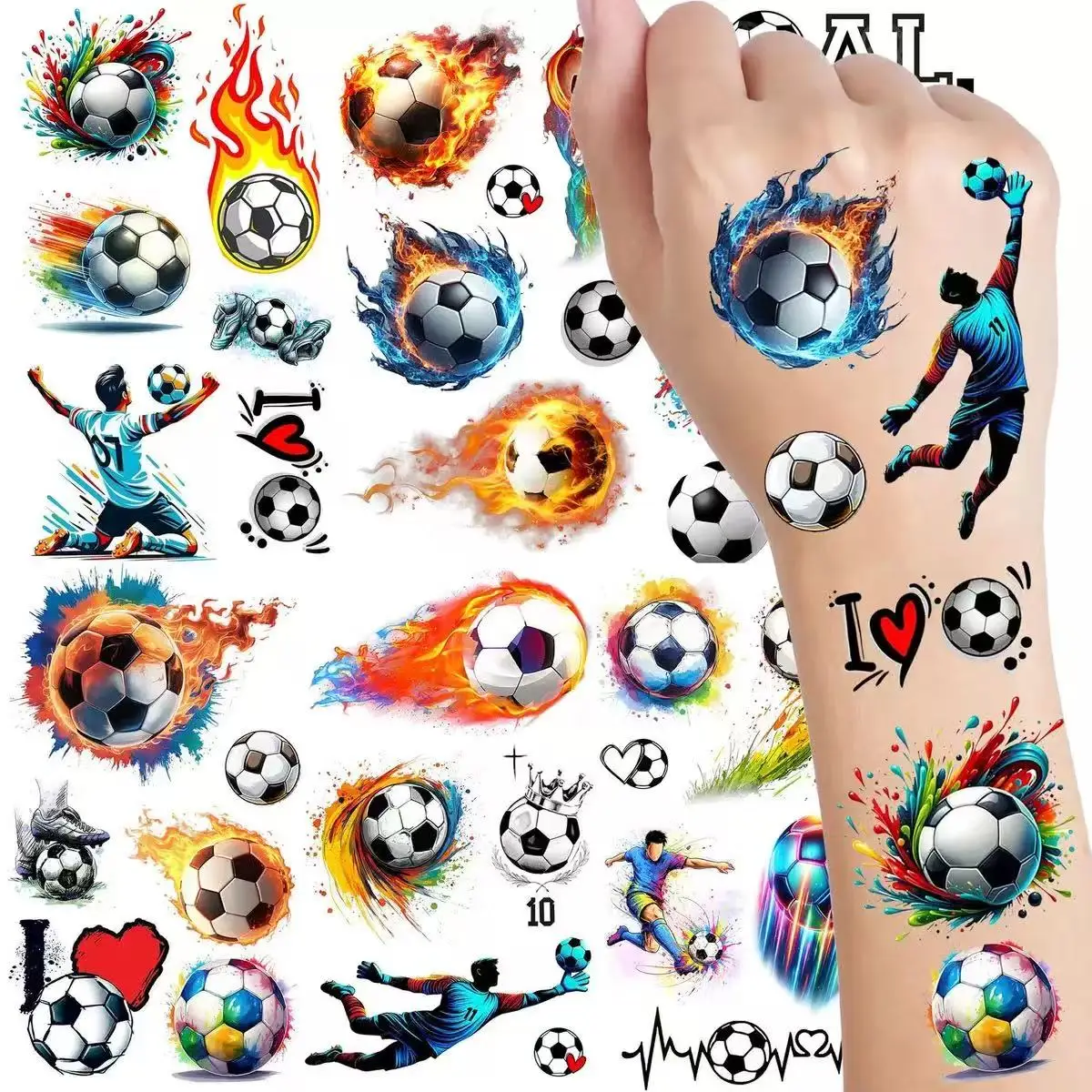 10PCS new painted graffiti football tattoo sticker carnival football peripheral game fans DIY decorative tattoo sticker