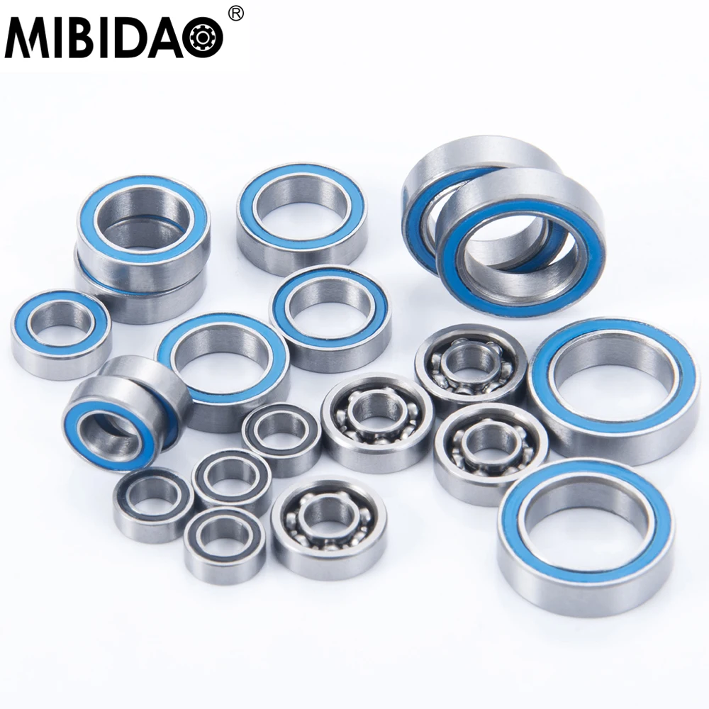 MIBIDAO 20Pcs/lot Complete Blue Ball Bearing Kit Rubber Sealed For 1/14 Team Mini 8ight Buggy 8T Truggy RC Crawler Car