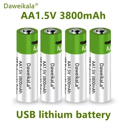 Free air freight New USB AA Rechargeable Batteries 1.5V 3800 mAh li-ion battery + Type-C Cable